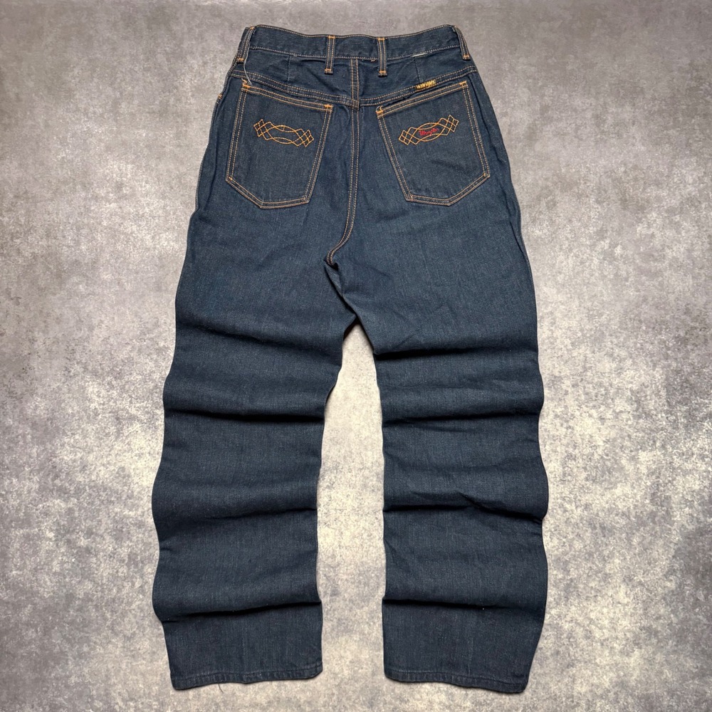 Vintage 70s Wrangler Jeans High Waisted Straight Leg Dark Wash Made in USA Sz 12 - Picture 2 of 10